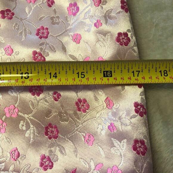 PINK Cherry Blossom Cheongsam Qipao Asian Long Satin Dress Size Small/Medium - Picture 10 of 15